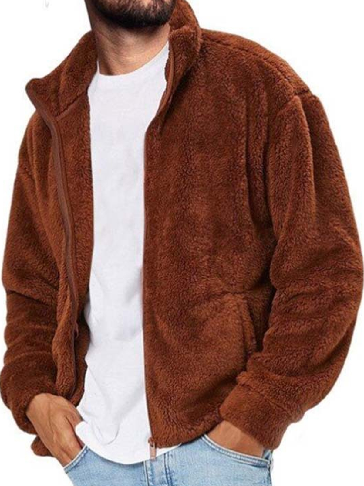 Herren-Polarfleecejacke in Unifarbe-deurabatt
