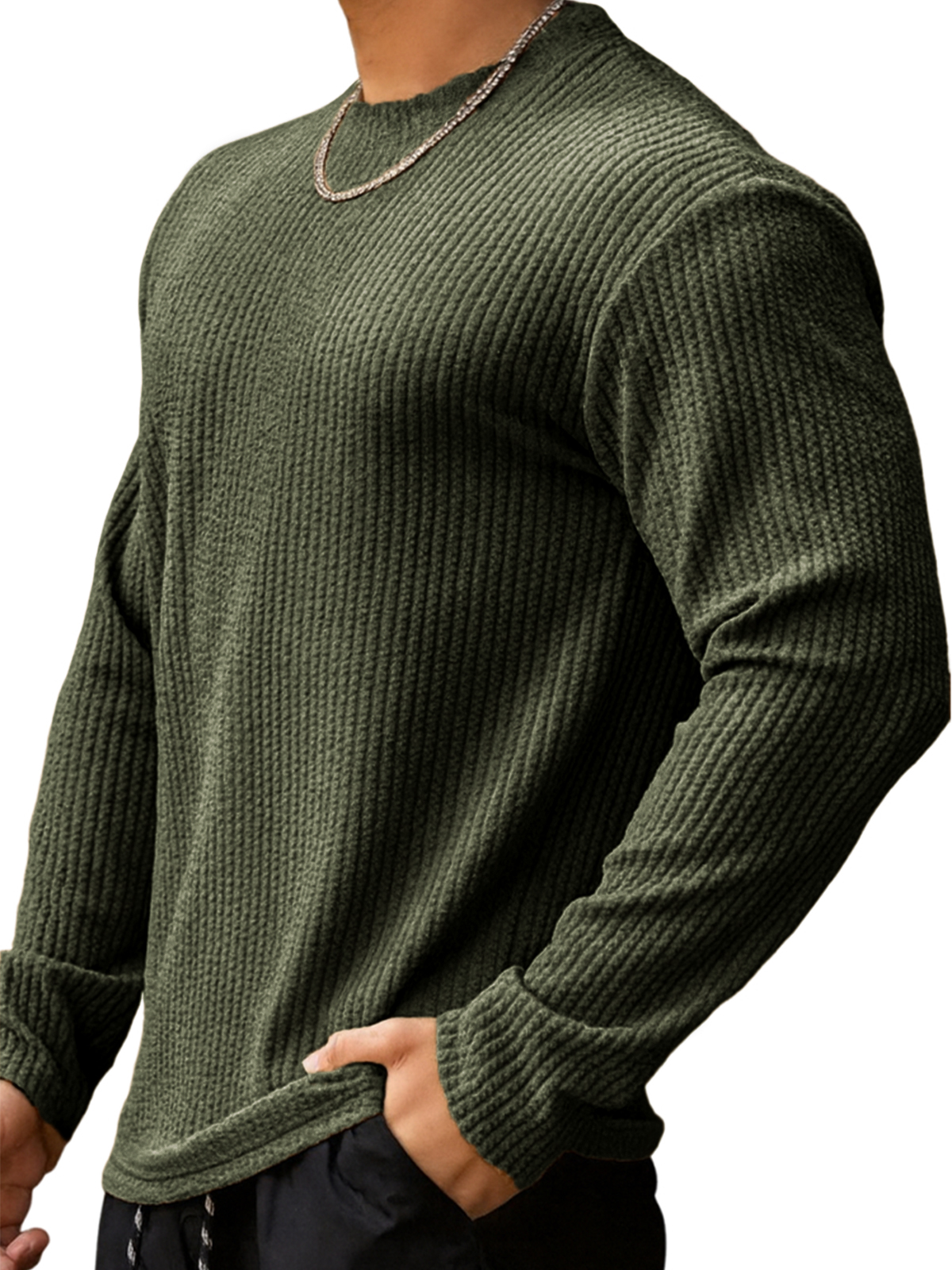 Herren-Fitness-Langarmshirt aus Jacquard-deurabatt