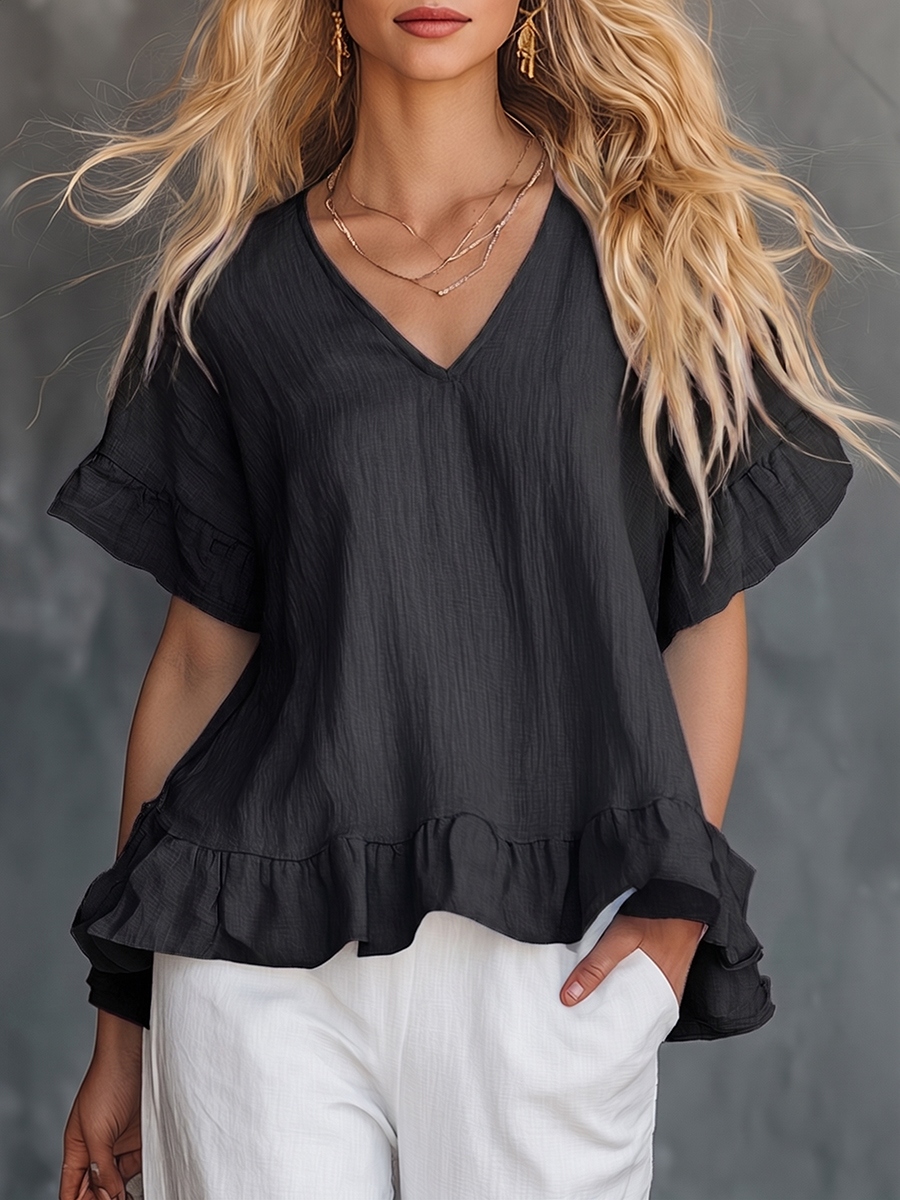 NEW ARRIVALS🔥 Women's Cozy Ruffled Cotton Shirt Top