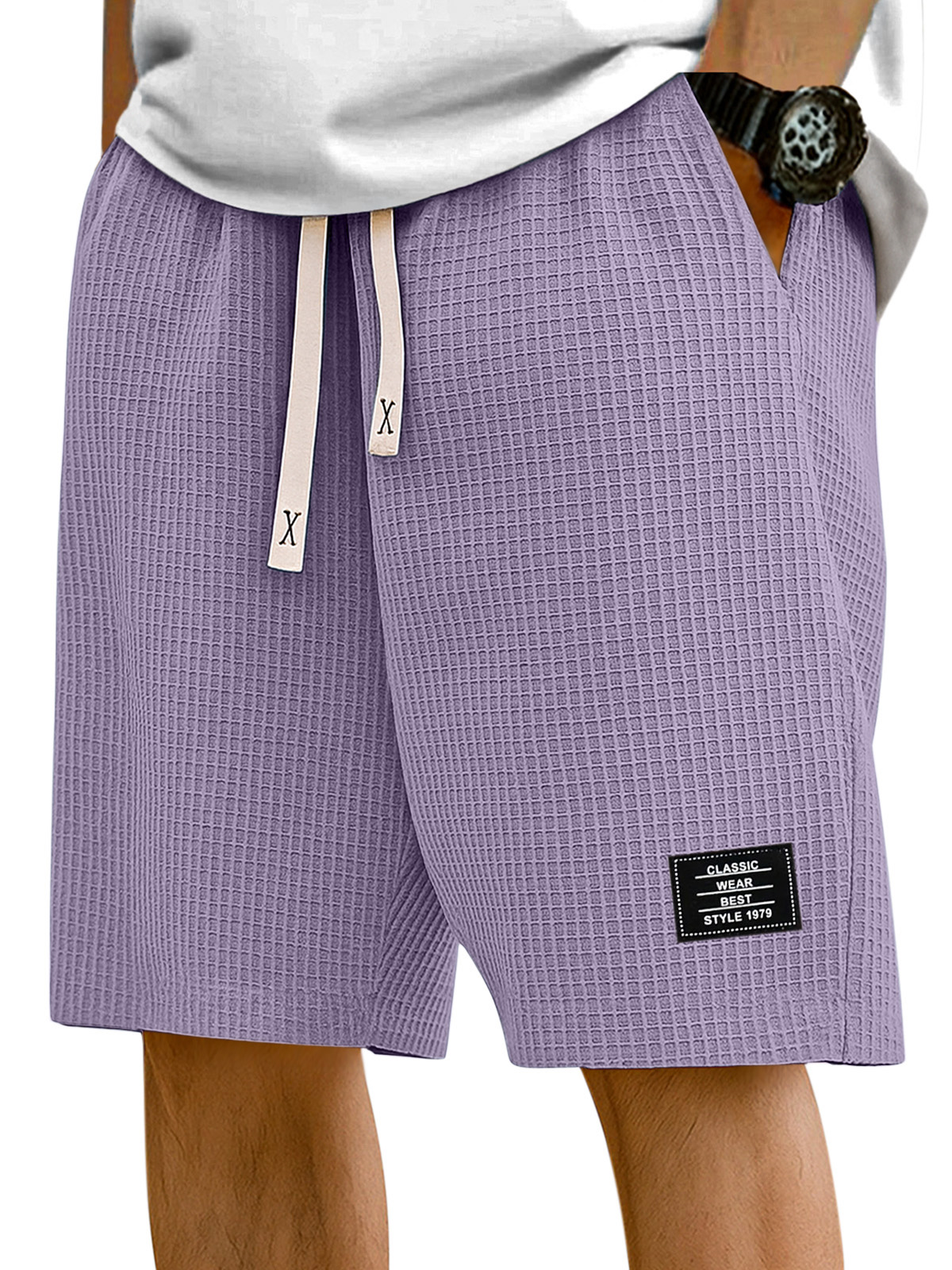 Herren Einfache Einfarbige Waffelstruktur Freizeitshorts