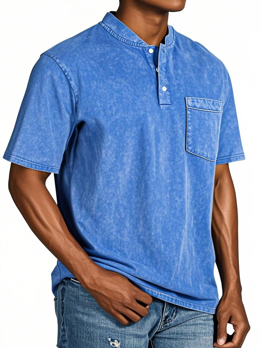 Herren Freizeit Einfach Vintage Knopf Kurzarm Henley Shirt-deurabatt