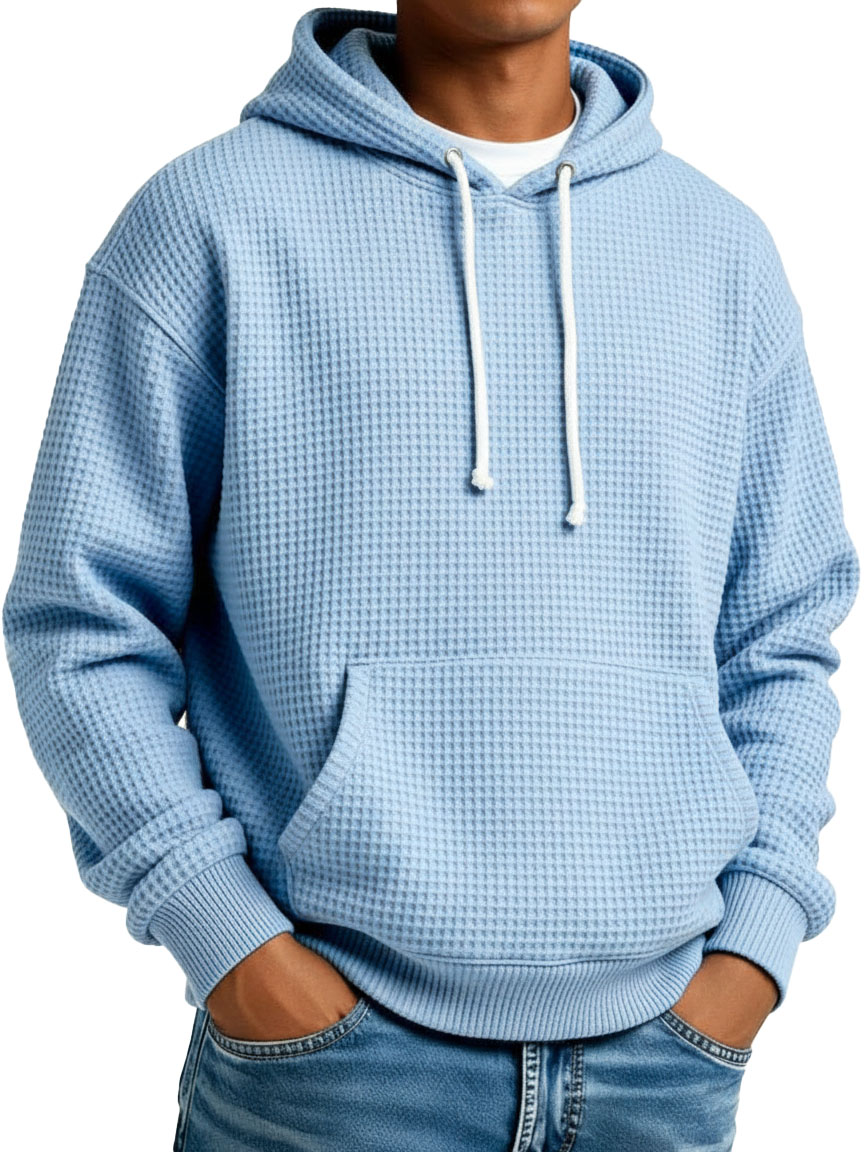Herren Stylischer Street-Style Waffelstoff Taschen Kapuzenpullover-deurabatt