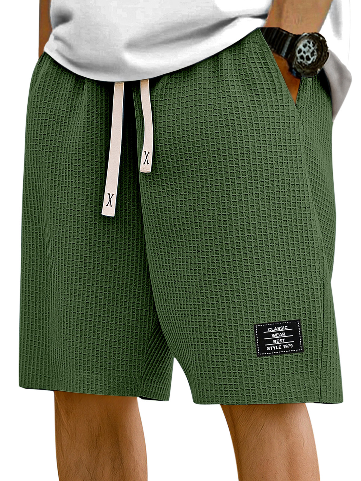 Herren Einfache Einfarbige Waffelstruktur Freizeitshorts