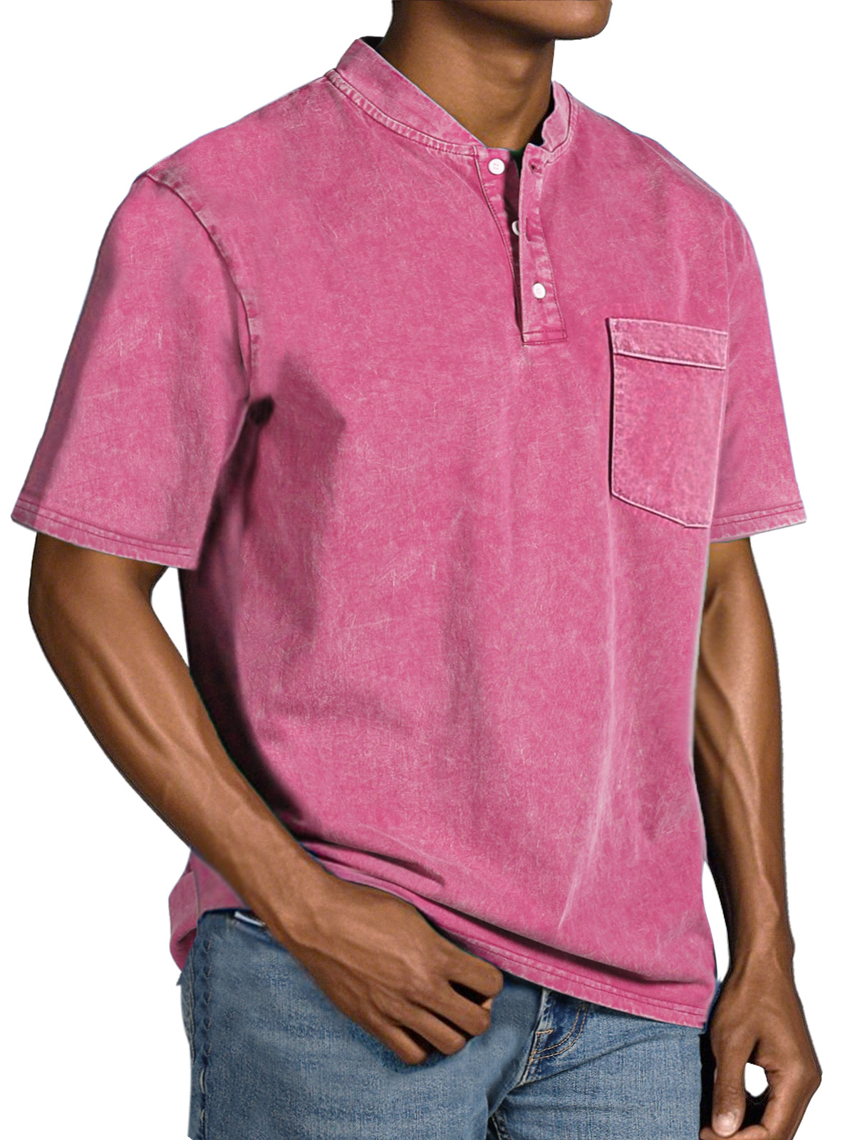 Herren Freizeit Einfach Vintage Knopf Kurzarm Henley Shirt-deurabatt