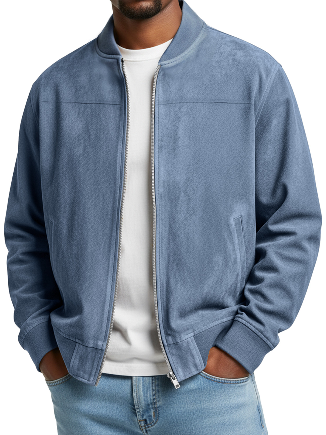 Schlichte Herren-Freizeitjacke aus Wildleder mit Reißverschluss-deurabatt