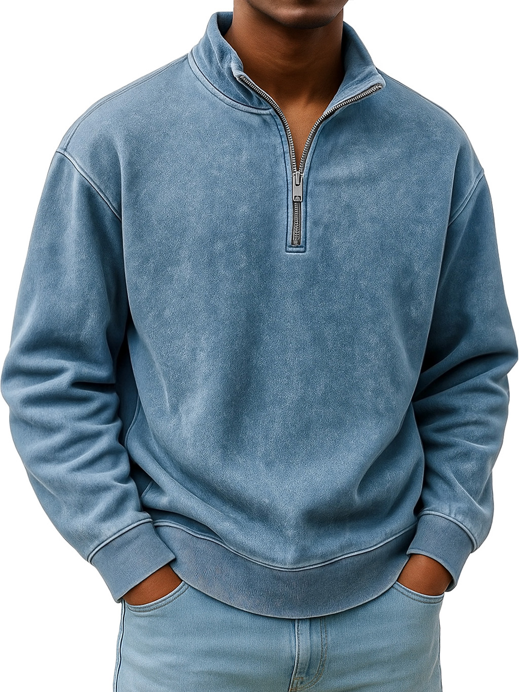 Herren Retro Alltags Stehkragen Reißverschluss Freizeit Sweatshirt-deurabatt