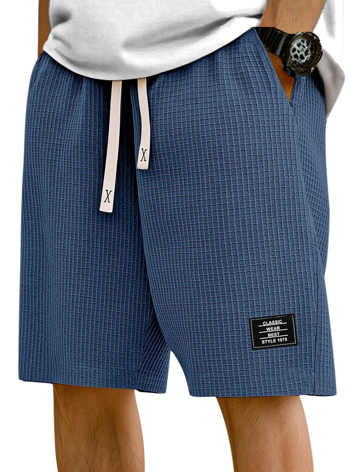Herren Einfache Einfarbige Waffelstruktur Freizeitshorts