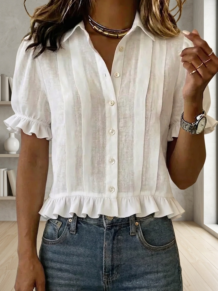 New Arrivals🔥Women’s Ruffle Hem Button-Up Shirt