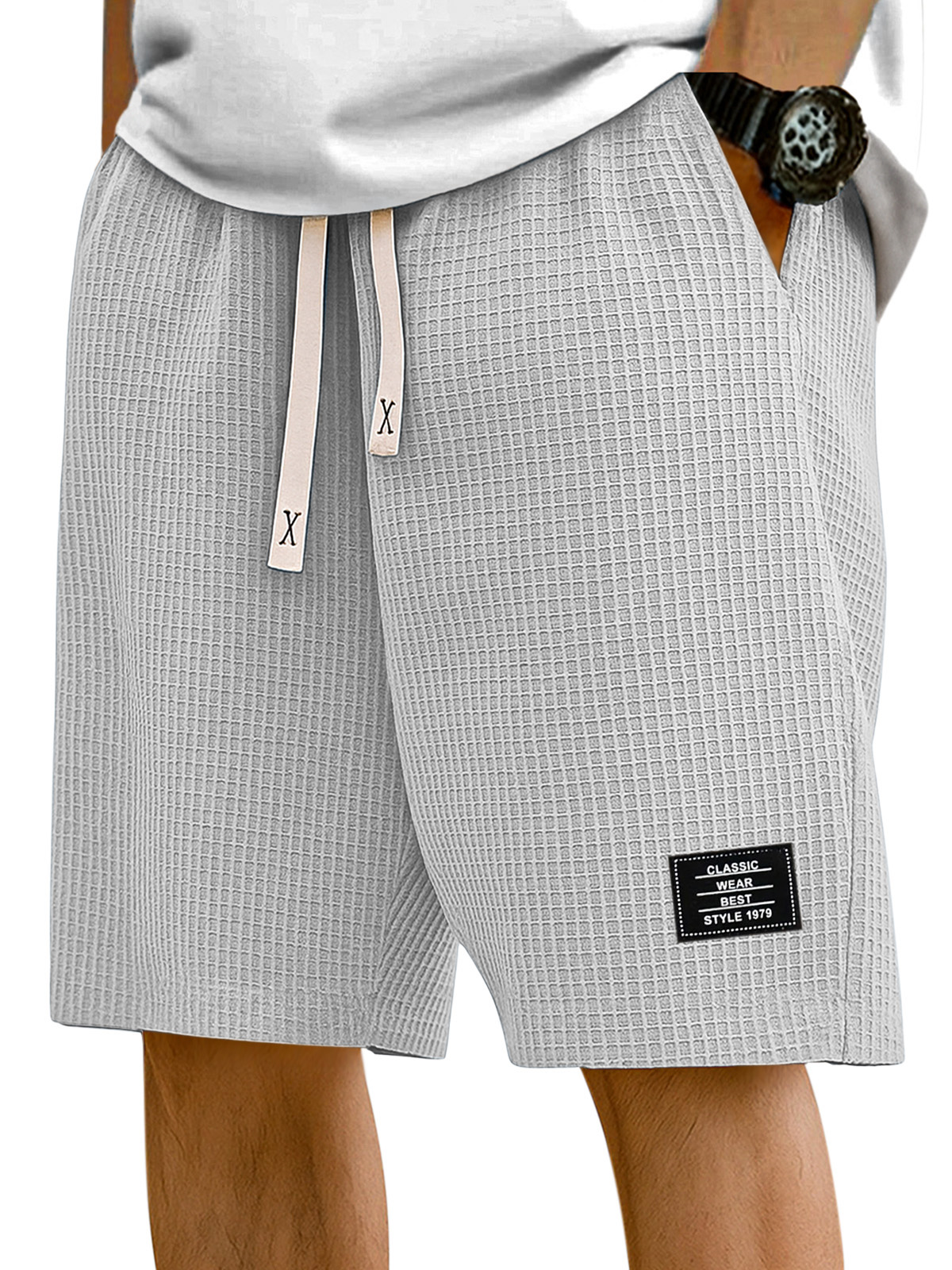 Herren Einfache Einfarbige Waffelstruktur Freizeitshorts