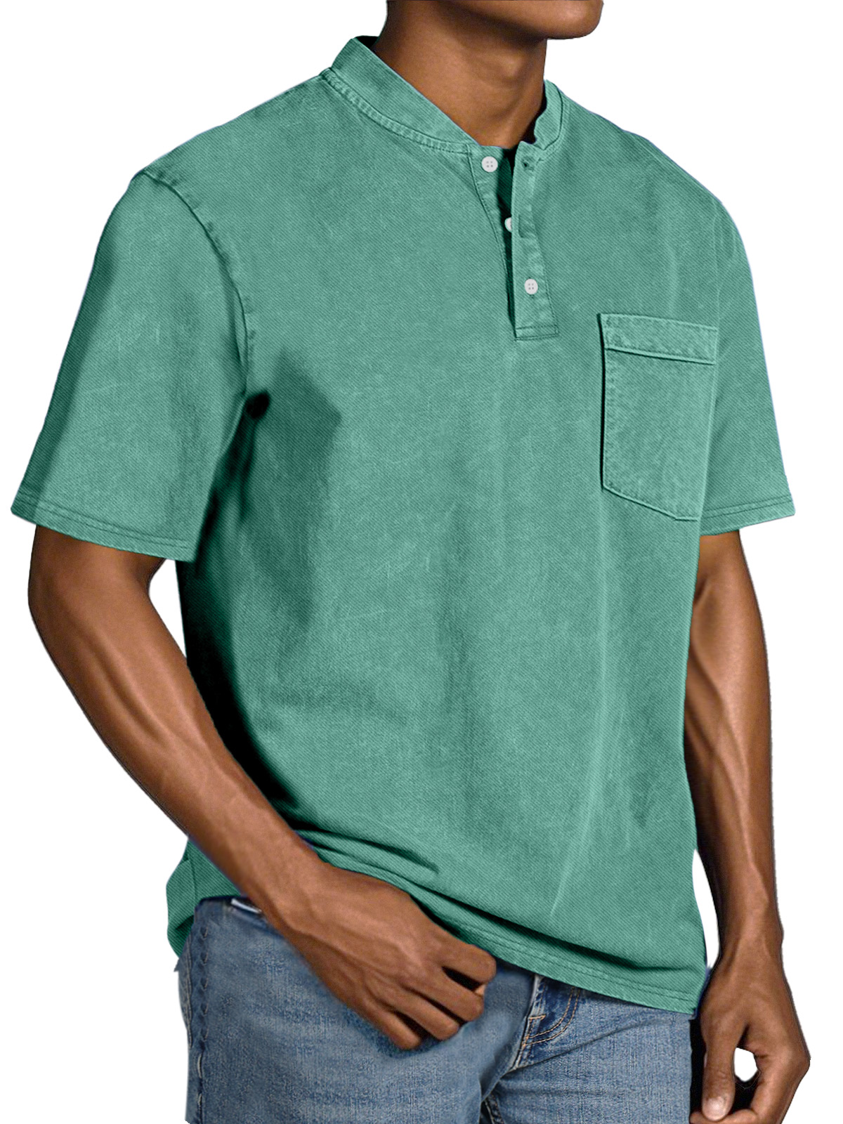Herren Freizeit Einfach Vintage Knopf Kurzarm Henley Shirt-deurabatt