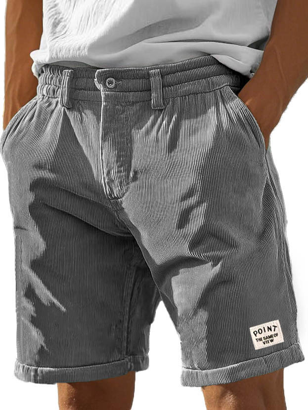 Herrenmode Freizeit Corduroy Logo bestickte Taschen Schnürshorts-ZierMode