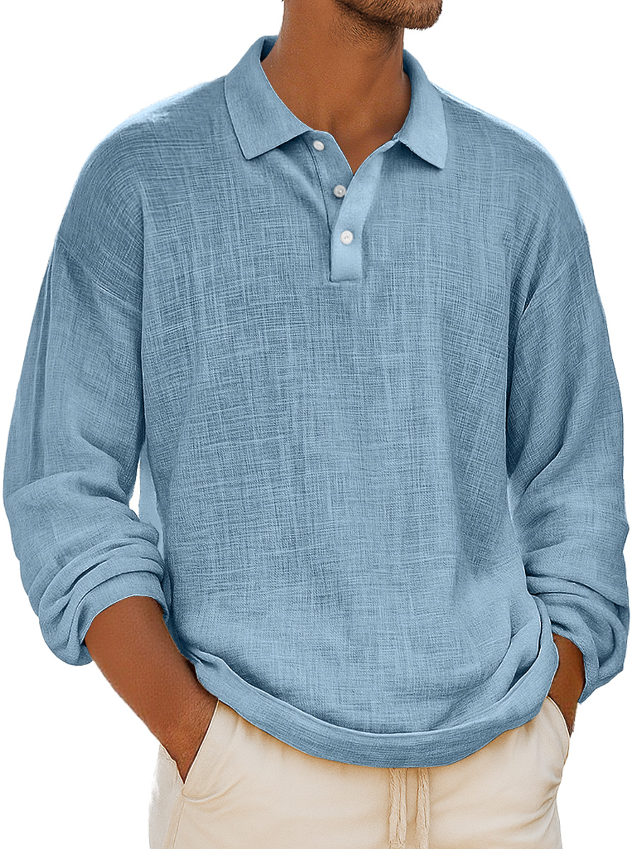 Herren Retro Alltag Kragen Knopf-Down Freizeit Bequem Langarm Polo-Shirt-deurabatt