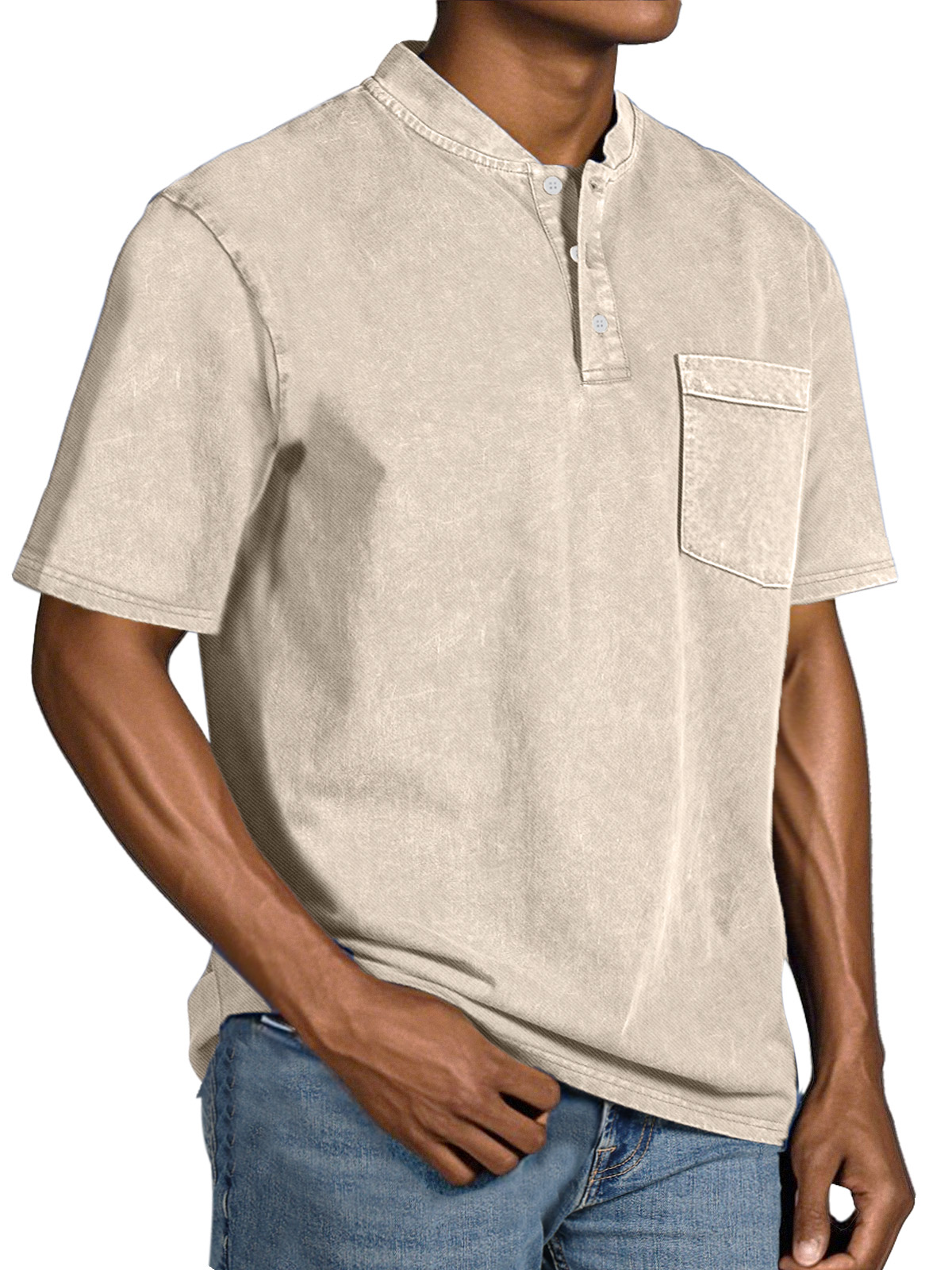 Herren Freizeit Einfach Vintage Knopf Kurzarm Henley Shirt-deurabatt