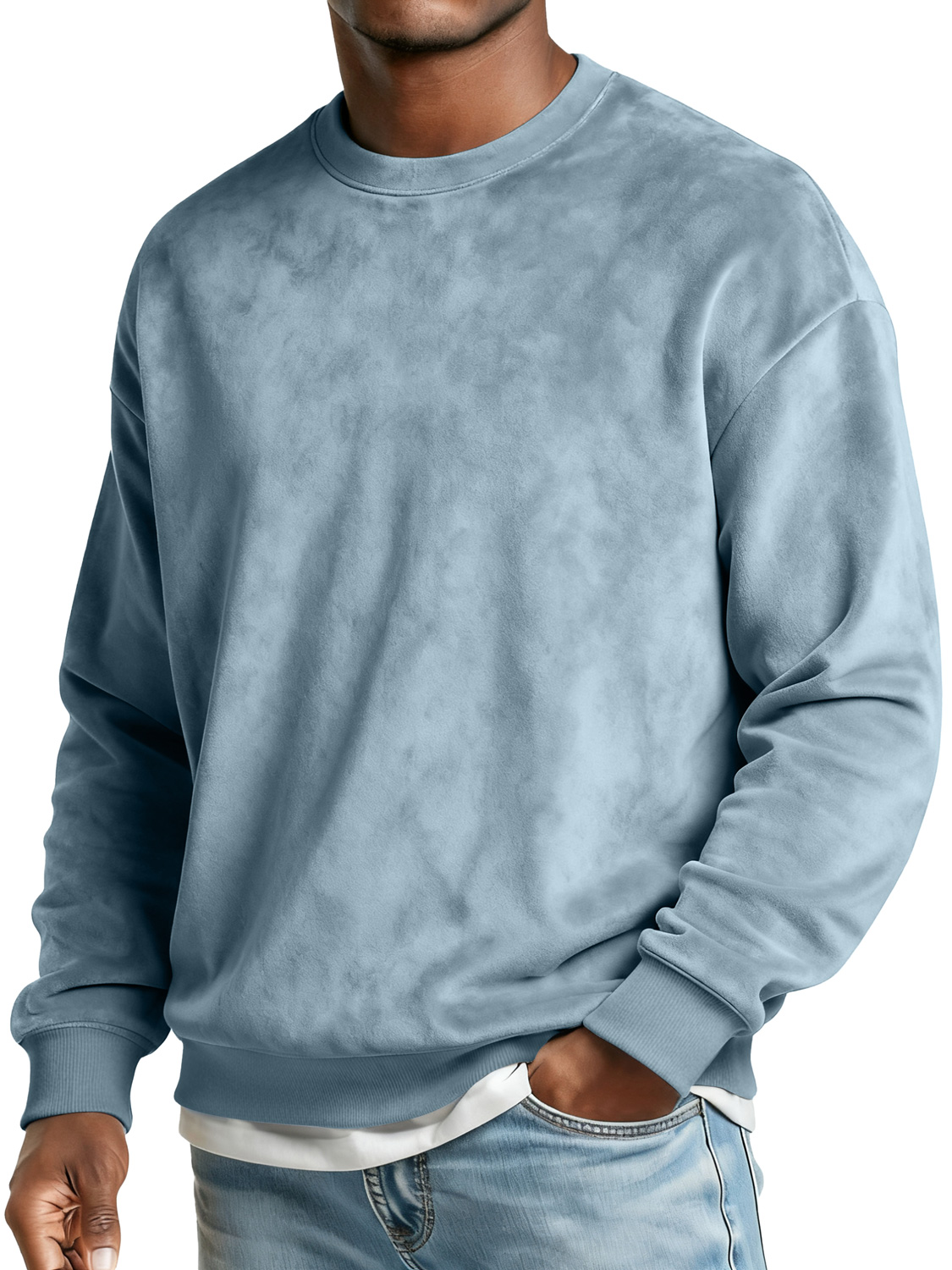 Herren Crew Neck Wildleder Freizeit Bequem Sweatshirt-deurabatt