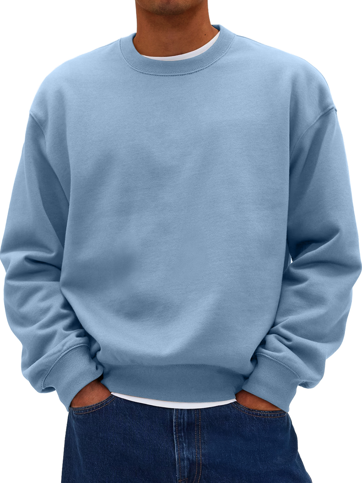 Herren Daily Rundhals Freizeit Baumwolle Einfarbig Sweatshirt-deurabatt