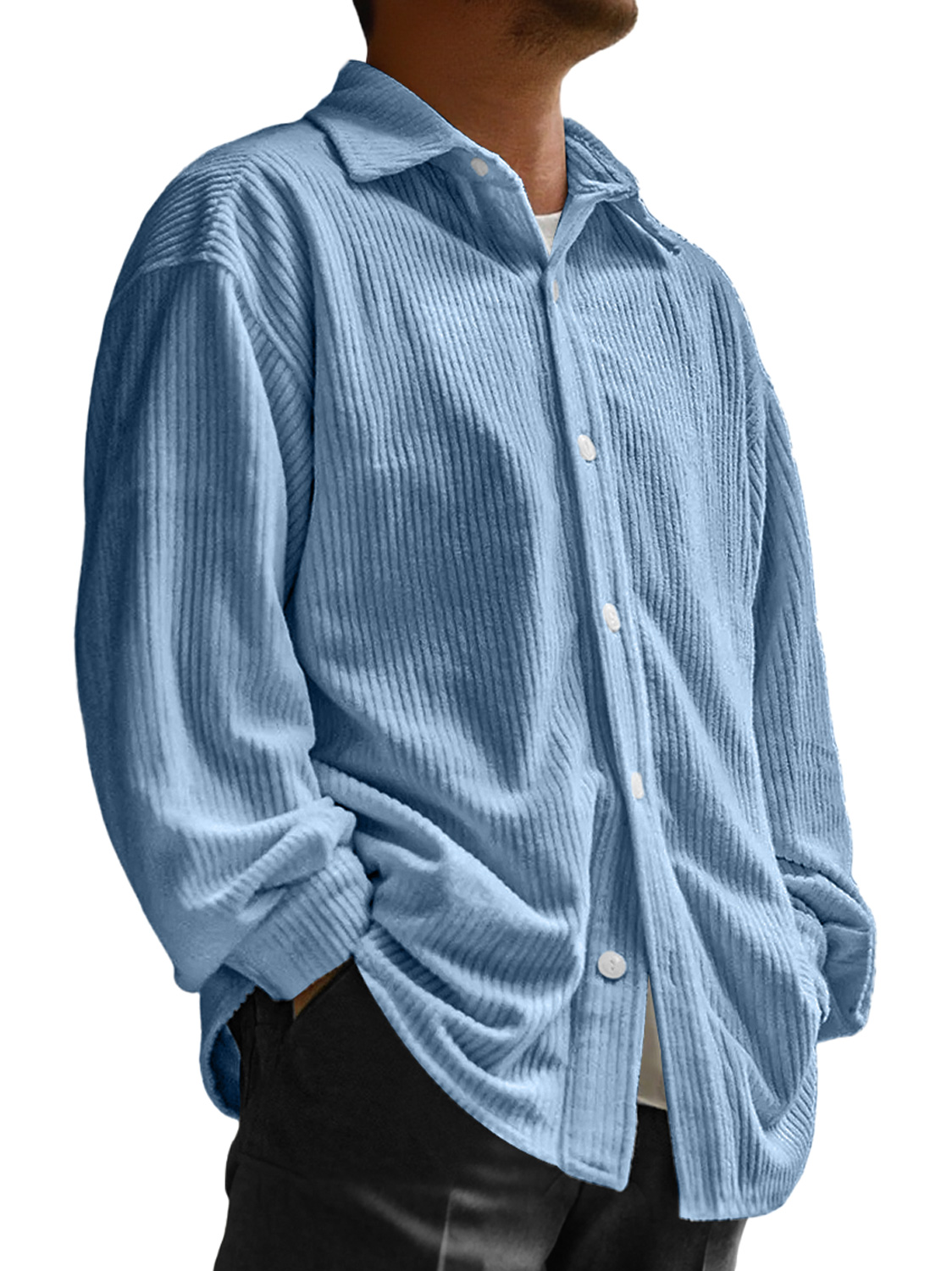 Herren Daily Corduroy Freizeit- und Bequeme Langarmhemd-deurabatt