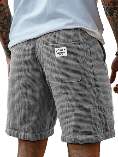 Herrenmode Freizeit Waffelstoff Logo gestickte Shorts-ZierMode