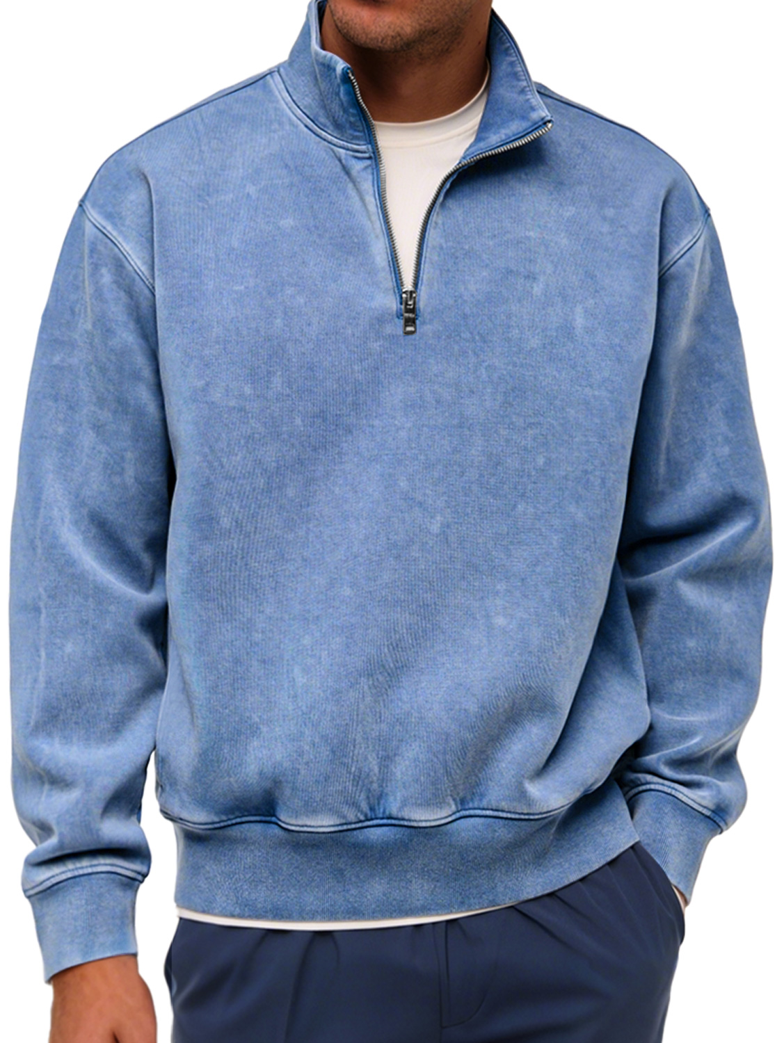 Herren Retro Mode Stehkragen Reißverschluss Lässiger Lockere Sweatshirt-deurabatt