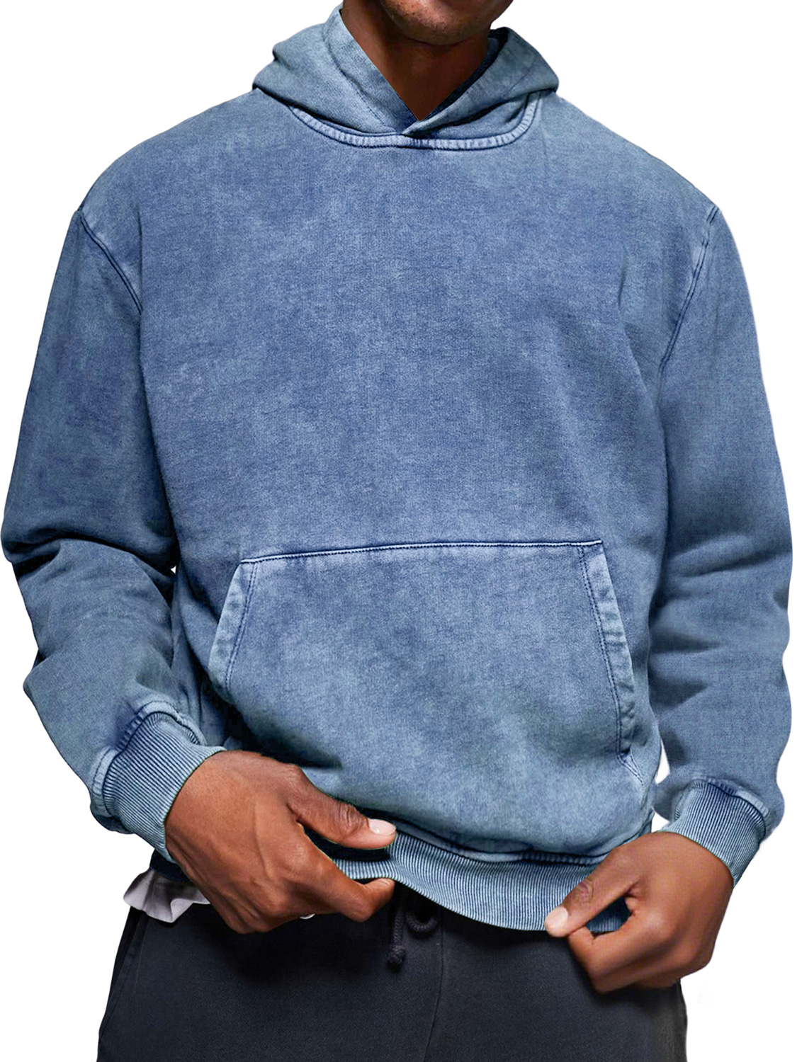 Herren Vintage Distressed Gewaschen Baumwolle Kapuzenpullover-deurabatt