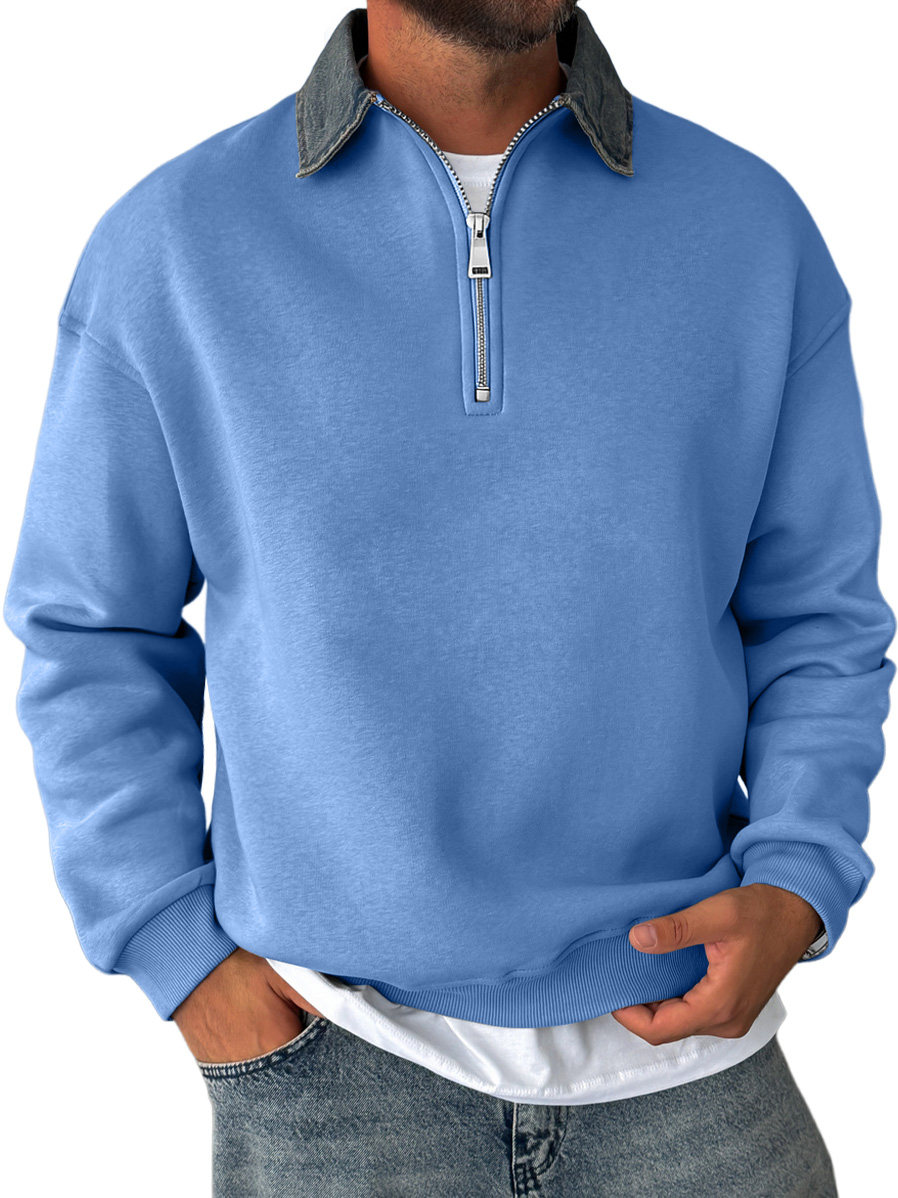 Herren Daily Stitching Revers Zipper Freizeit Sweatshirt-deurabatt