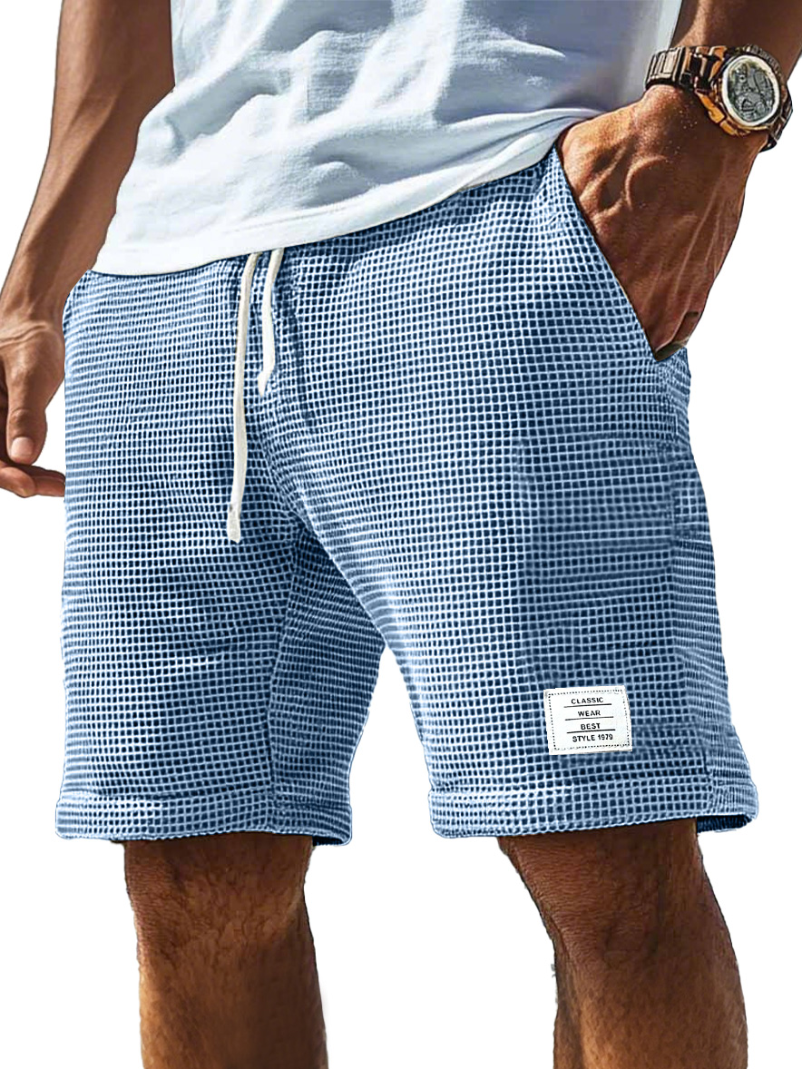 Herren Alltags Waffel Logo Kordelzug Komfort Shorts-ZierMode