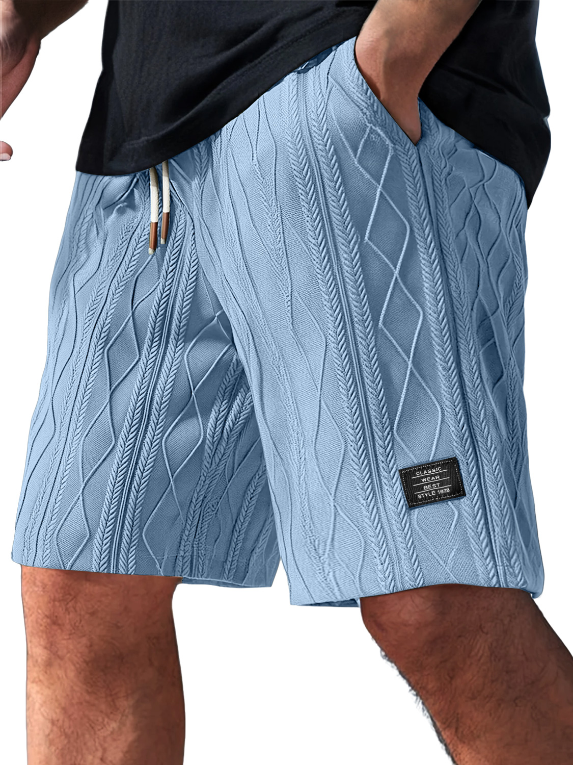 Herren Daily Casual Jacquard Struktur Besticktes Logo Shorts-ZierMode