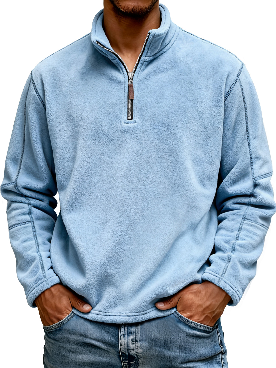 Herrenmode Polar Fleece Stehkragen Reißverschluss Freizeit Sweatshirt-deurabatt