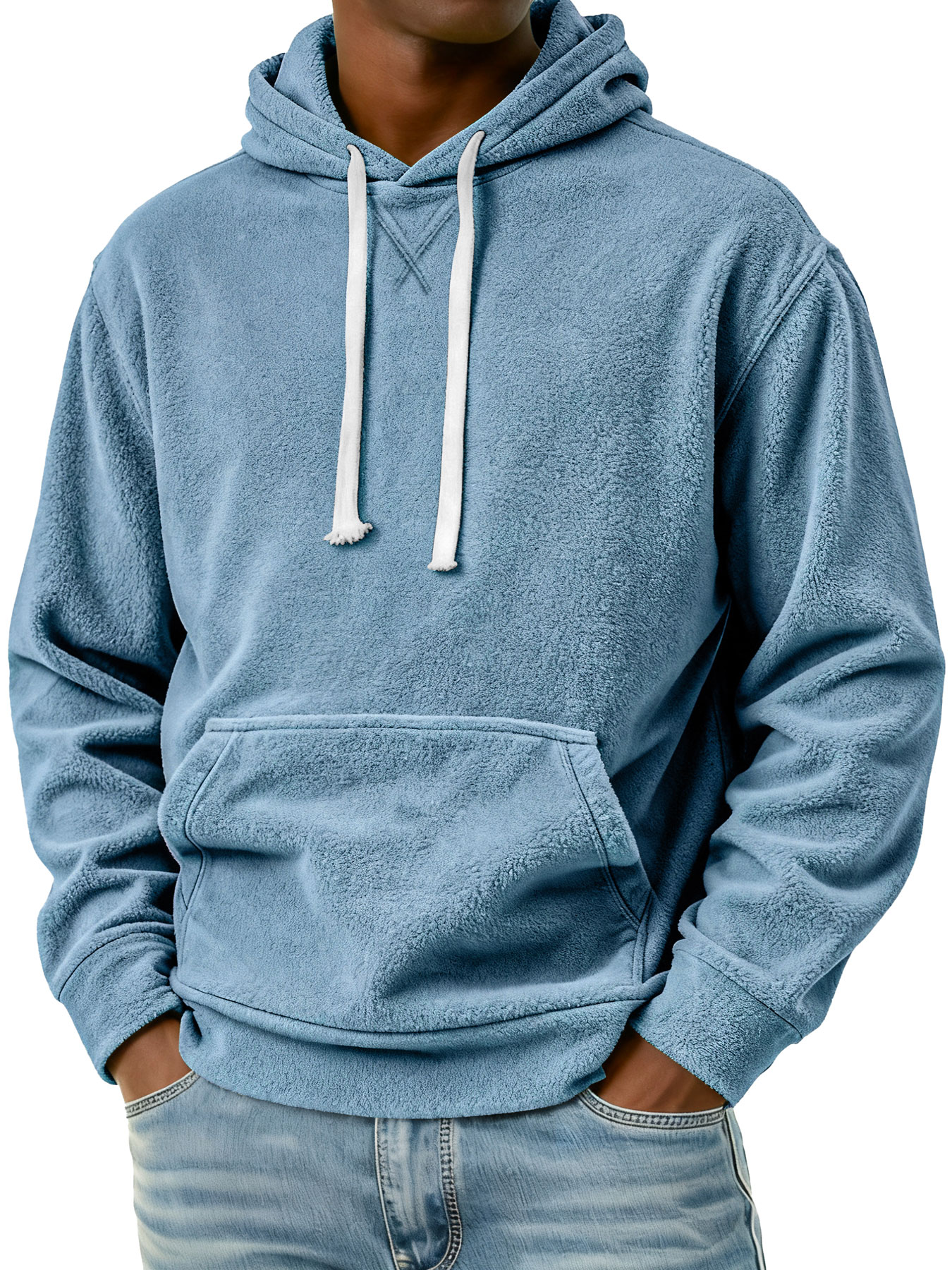 Herren Einfaches Fleece Freizeit Kapuzenpullover mit Taschen-deurabatt