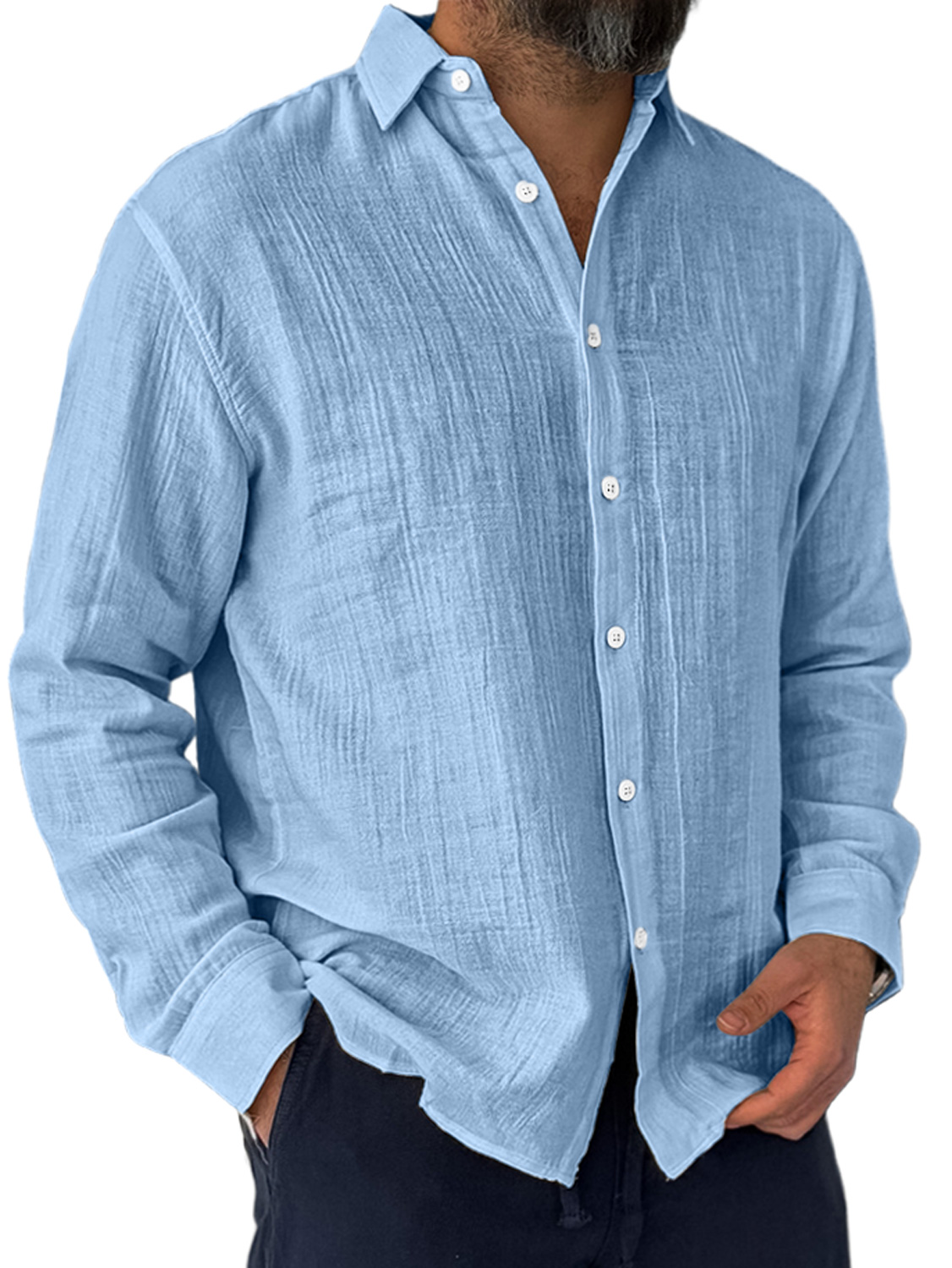 Herren Alltags Falten Freizeit Bequeme Langarmshirt-deurabatt