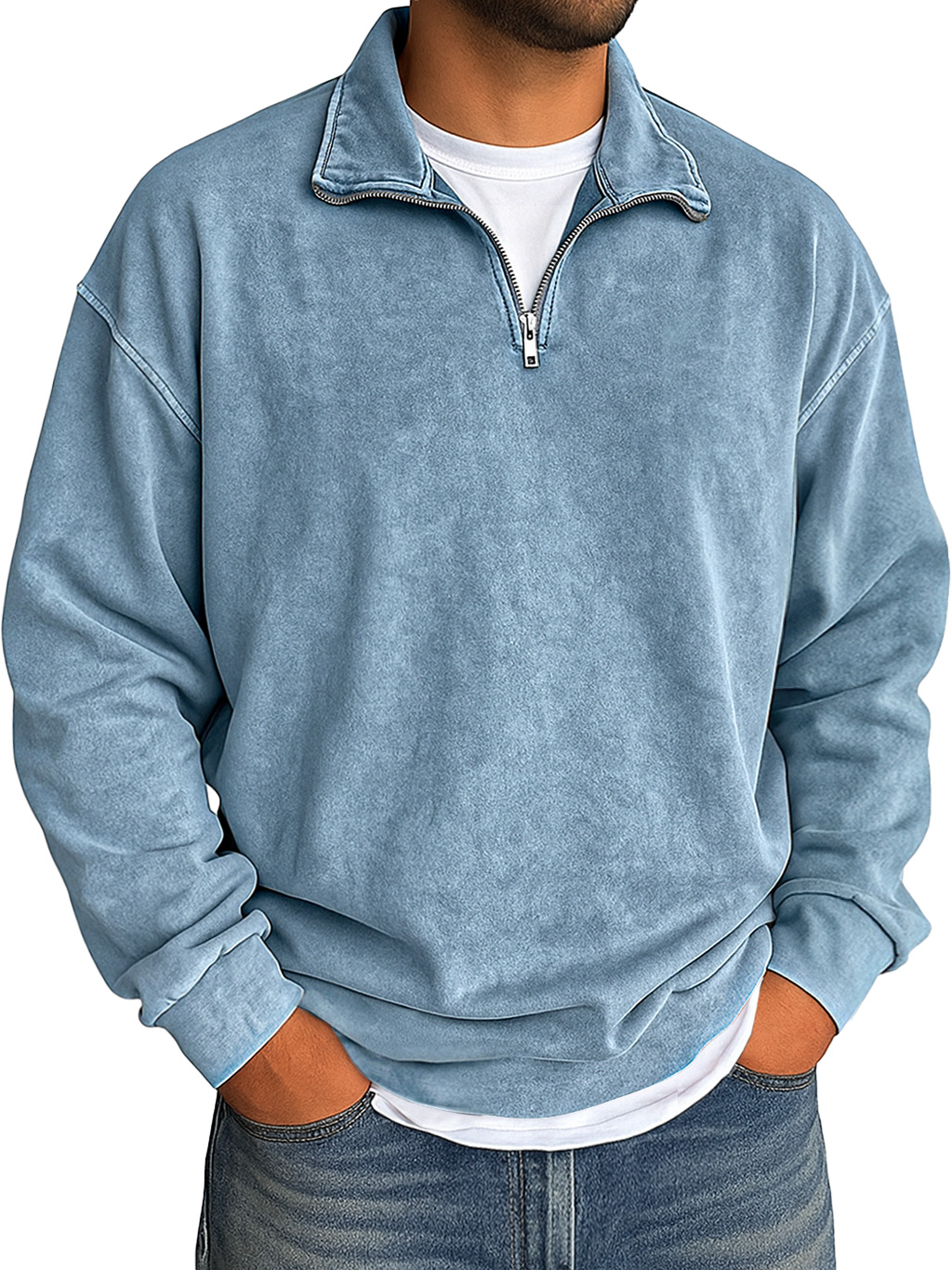 Herren Retro Daily Stehkragen Reißverschluss Gebraucht Hoodie-deurabatt