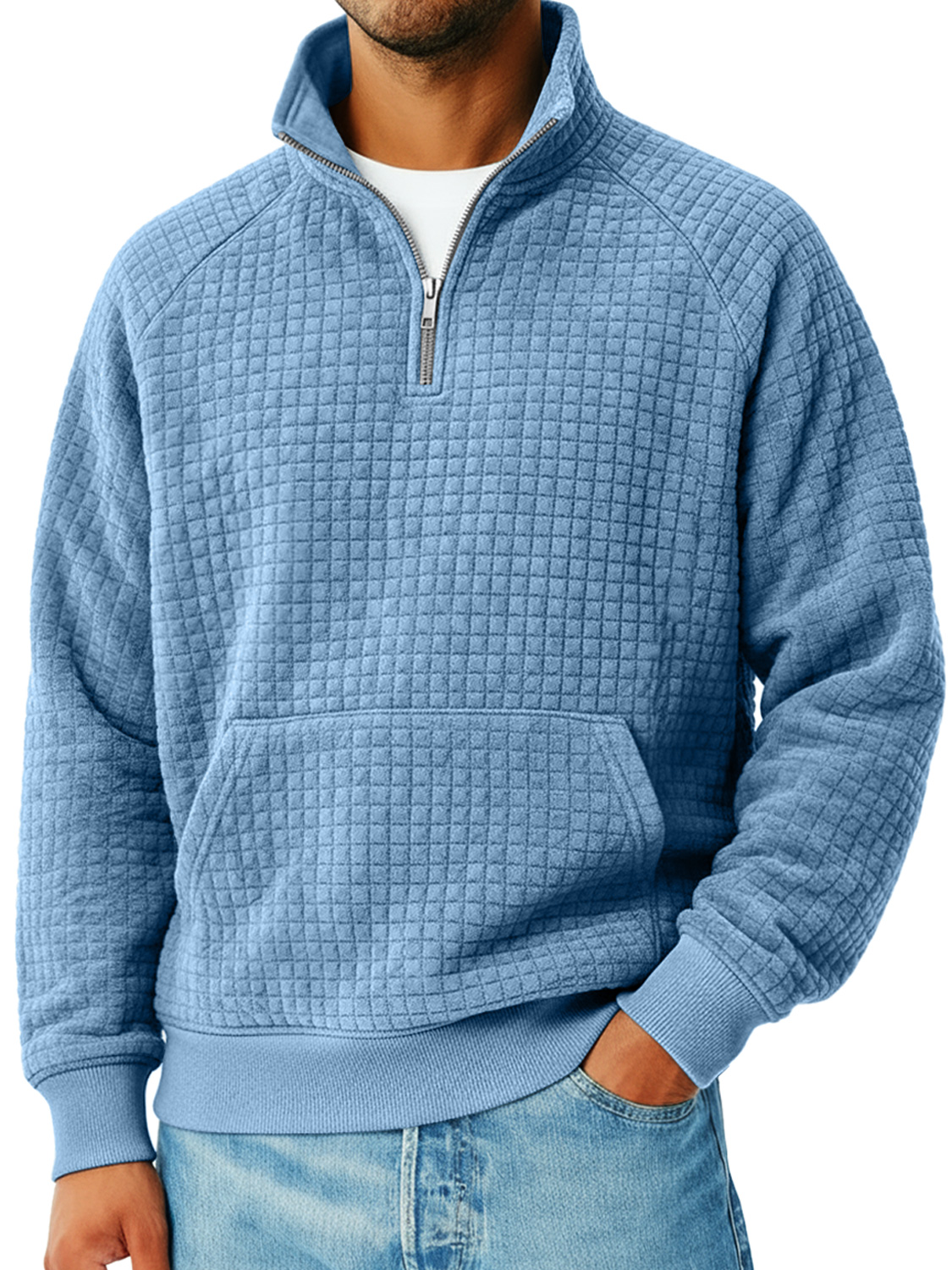 Herren Kleine Karierte Knopf Kapuzen Freizeit Lockere Sweatshirt-deurabatt
