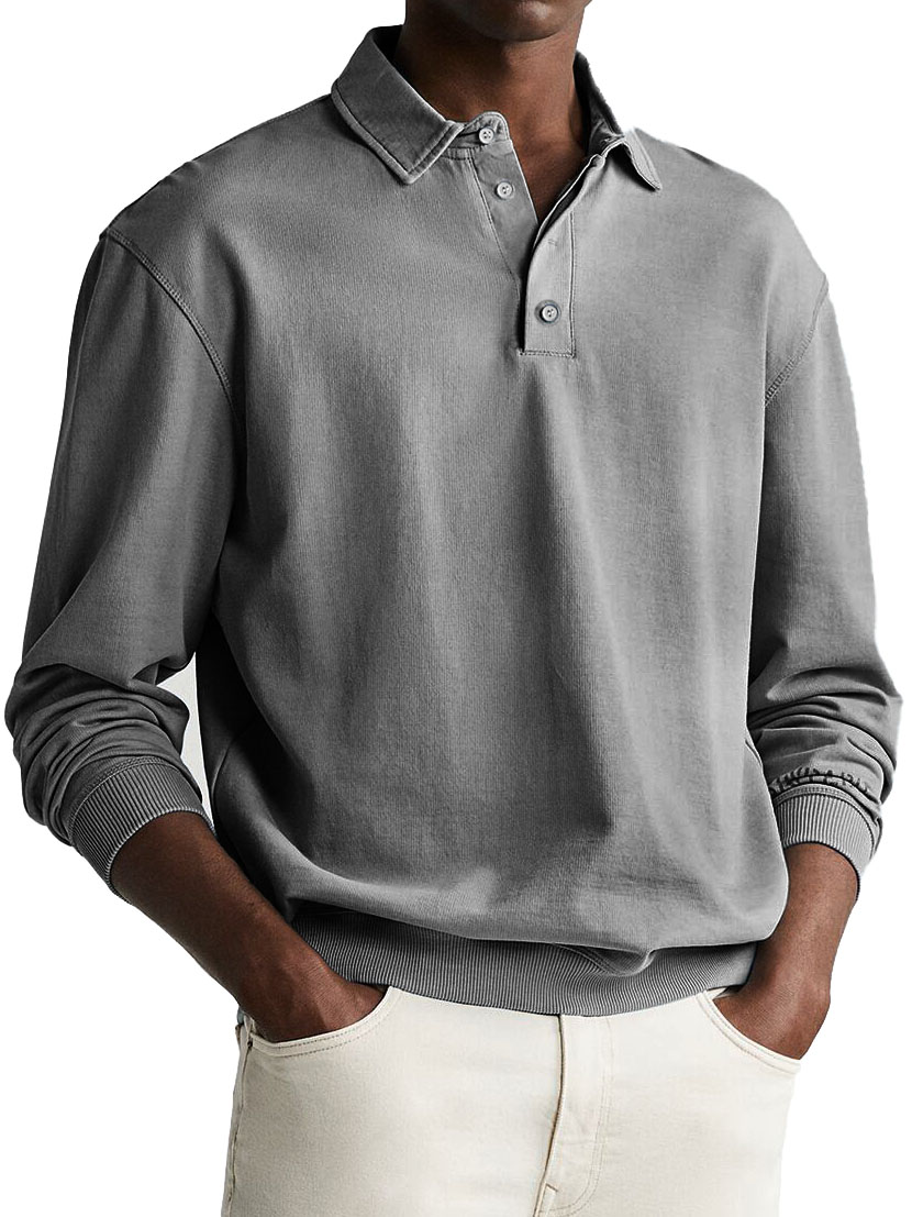 🔥 Herren Langarm-Polohemd im Retro-Vintage-deurabatt