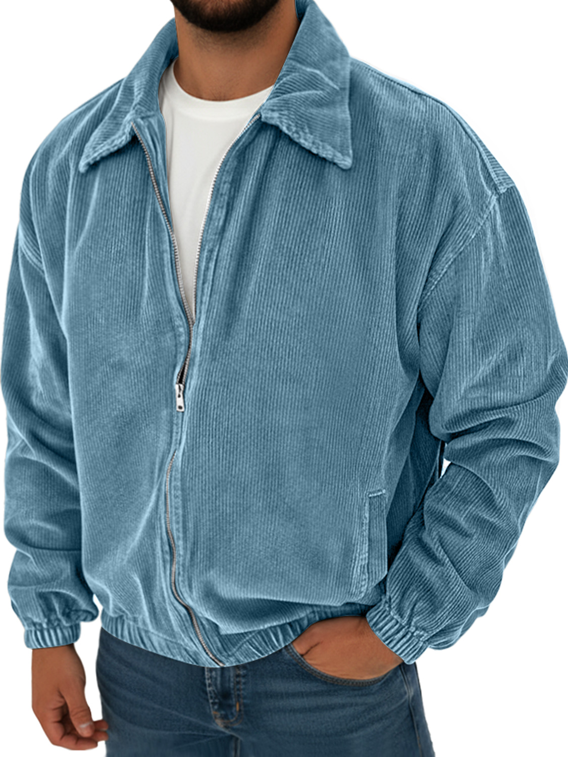 Herren Vintage Corduroy Freizeit Revers Einfarbige Jacke-deurabatt