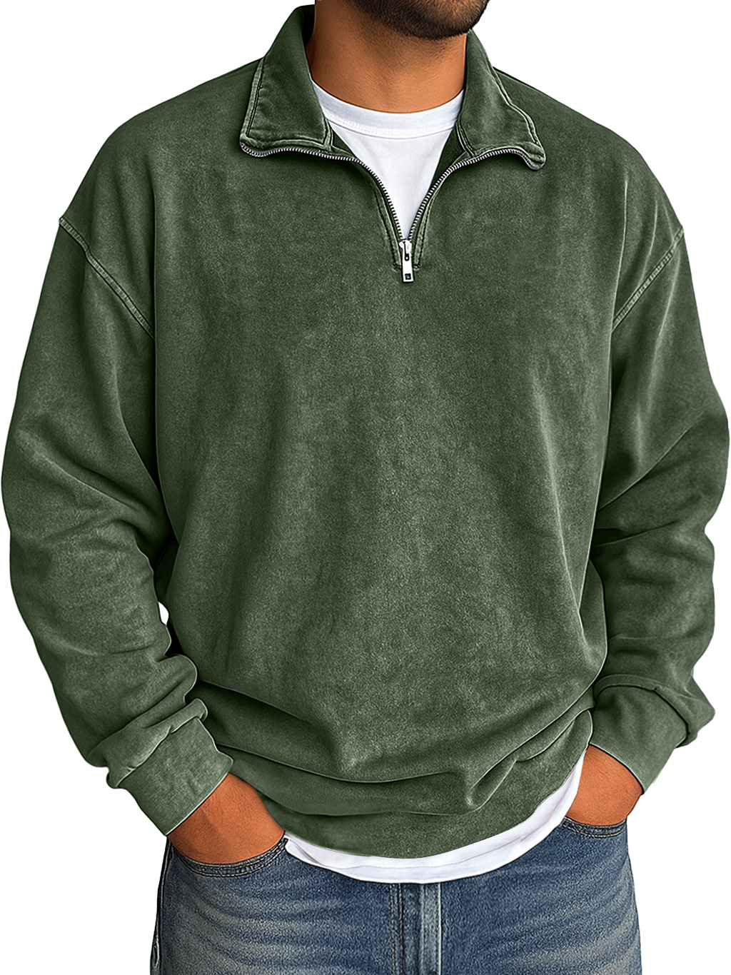 Herren Retro Daily Stehkragen Reißverschluss Gebraucht Hoodie-deurabatt