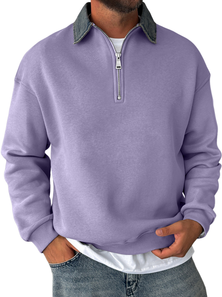 Herren Daily Stitching Revers Zipper Freizeit Sweatshirt-deurabatt