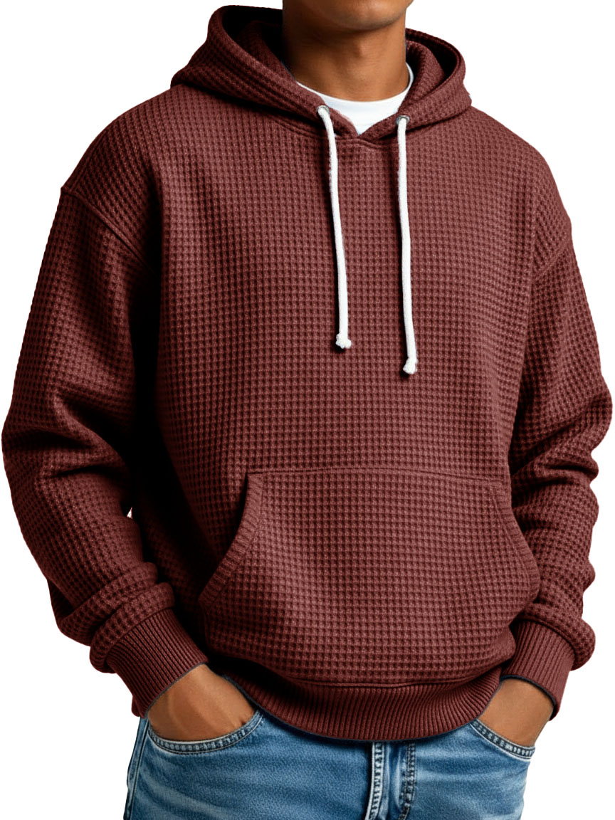 Herren Stylischer Street-Style Waffelstoff Taschen Kapuzenpullover-deurabatt