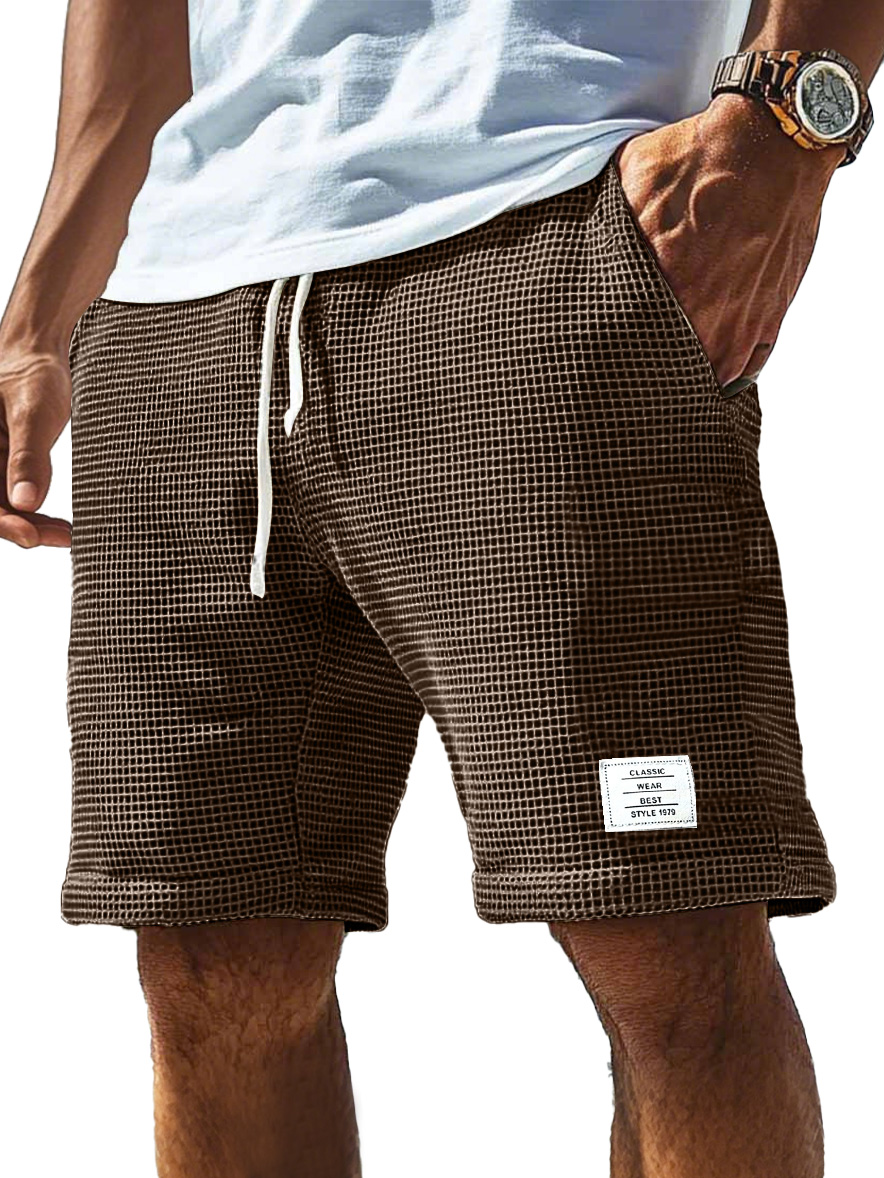 Herren Alltags Waffel Logo Kordelzug Komfort Shorts-ZierMode