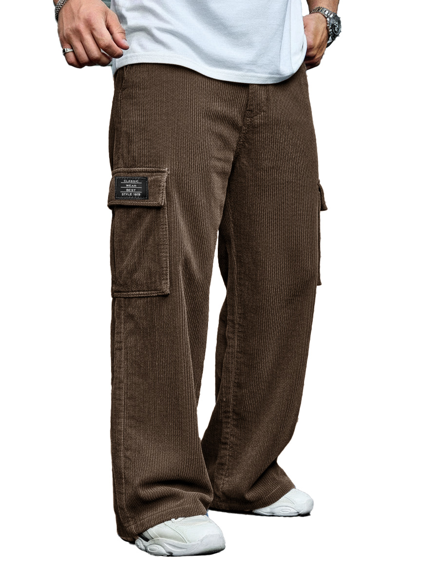 Herren Stilvolle Freizeit Corduroy Tasche Locker sitzende Arbeits Hose-deurabatt