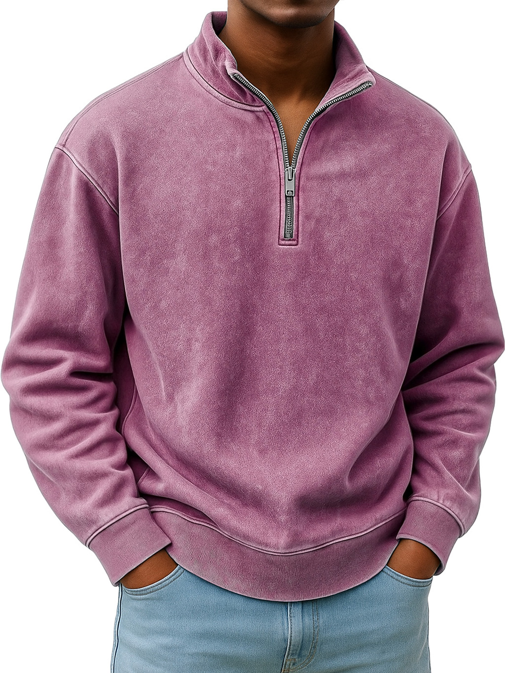 Herren Retro Alltags Stehkragen Reißverschluss Freizeit Sweatshirt-deurabatt