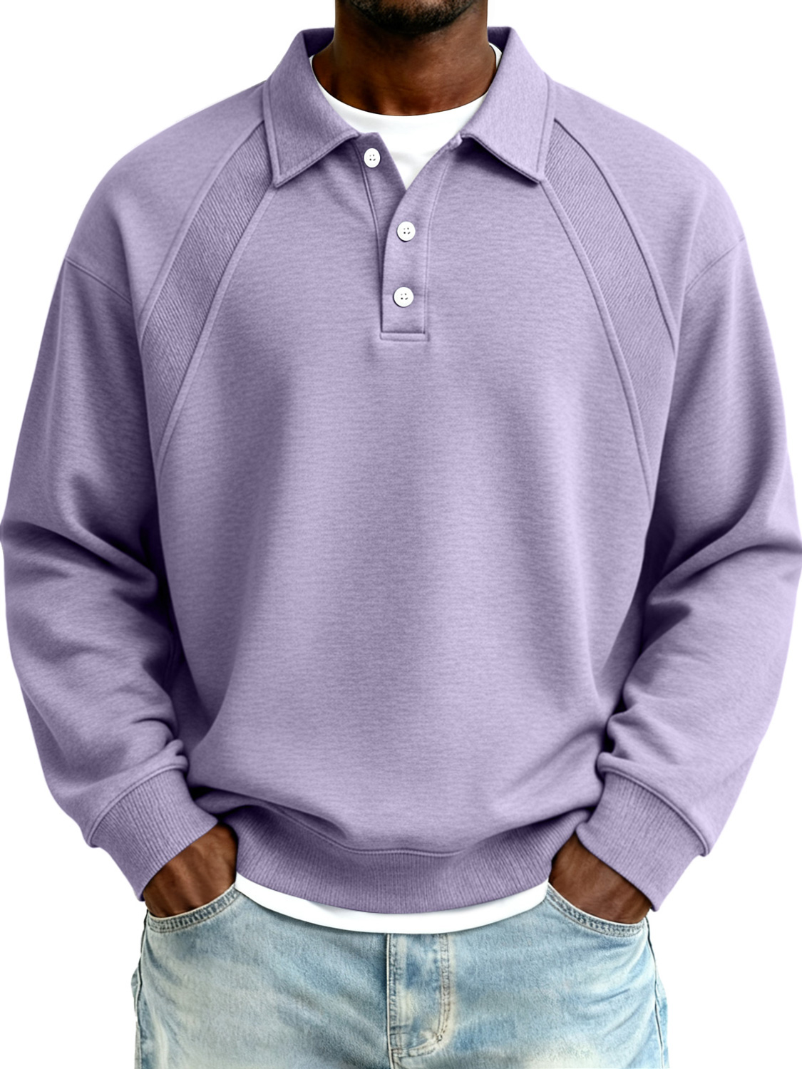 Herren Raglan-Ärmel Patchwork Freizeit Polo Sweatshirt-deurabatt