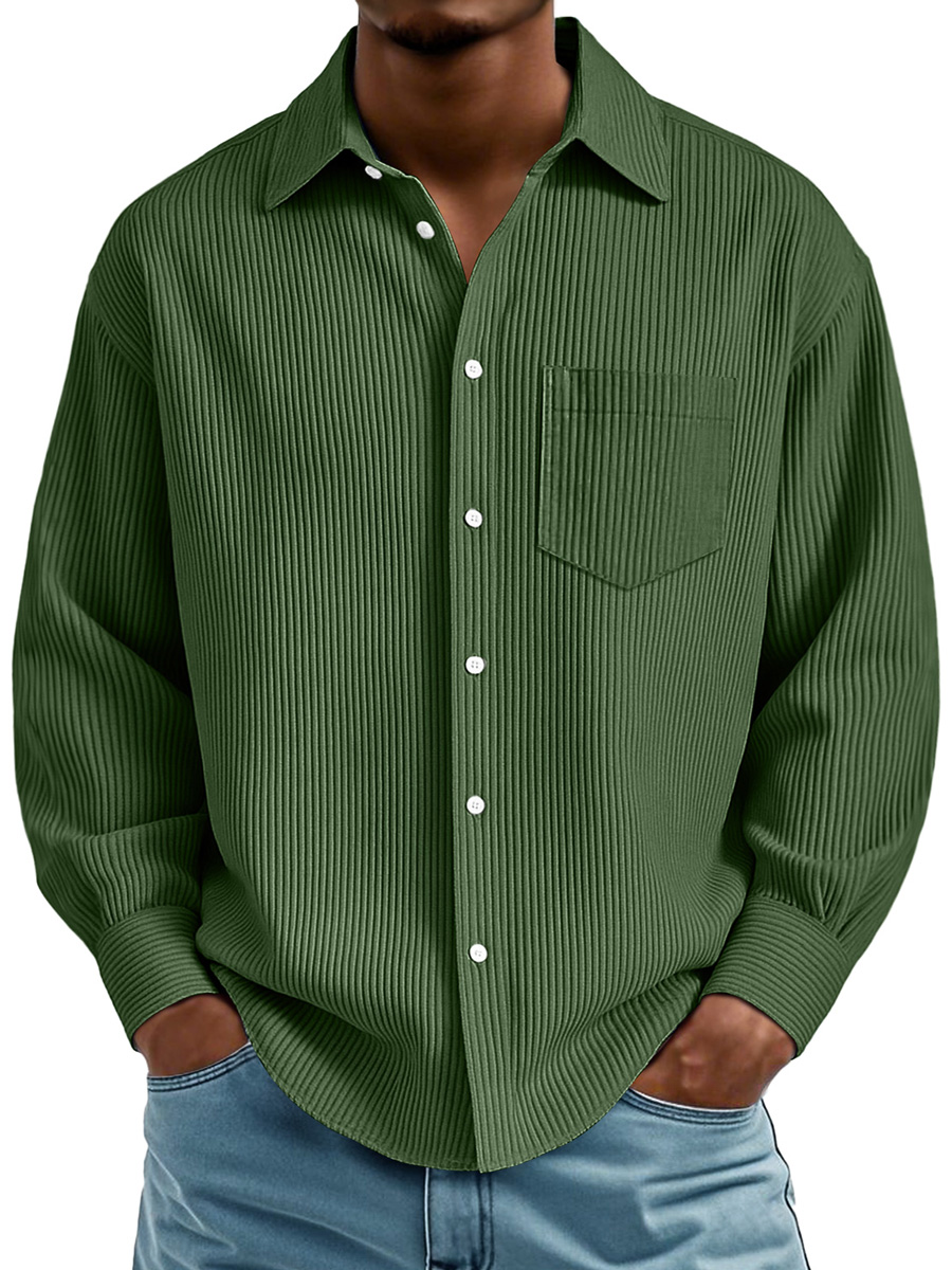 Herren Daily Rippstruktur Freizeit Tasche Bequem Langarmshirt-deurabatt