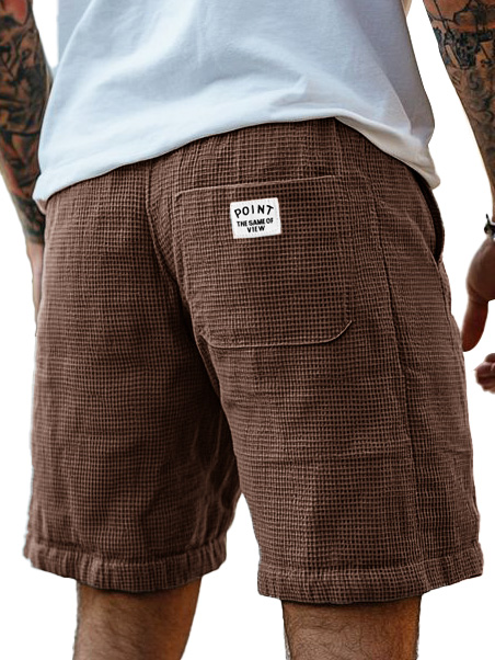 Herrenmode Freizeit Waffelstoff Logo gestickte Shorts-ZierMode