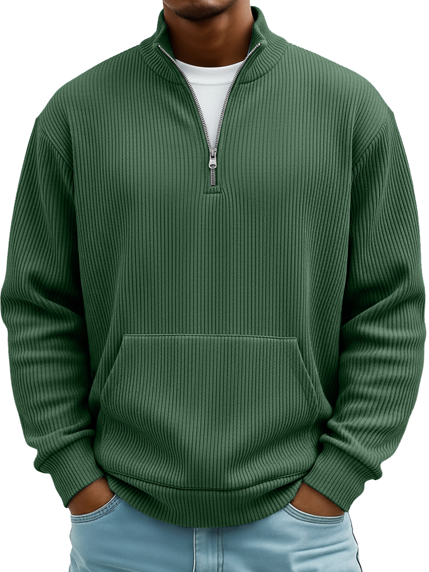 Herren Pit Stripe Stehkragen Reißverschluss Lockere Tasche Freizeit Hoodie-deurabatt