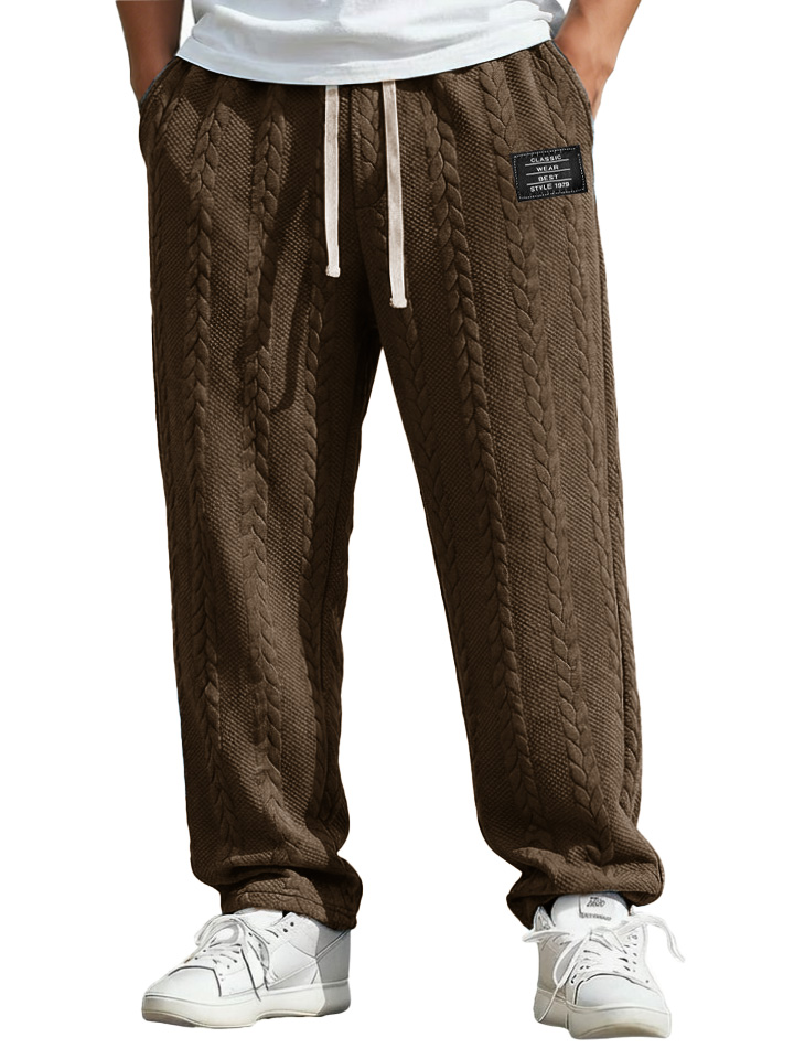 Herren Mode Freizeit Jacquard Stoff Locker sitzende Taschenhose-deurabatt