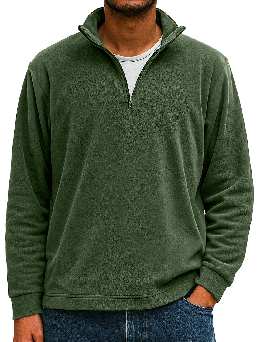 Herren Einfaches Lässiges Rippkragen Reißverschluss Langarm T-Shirt-deurabatt