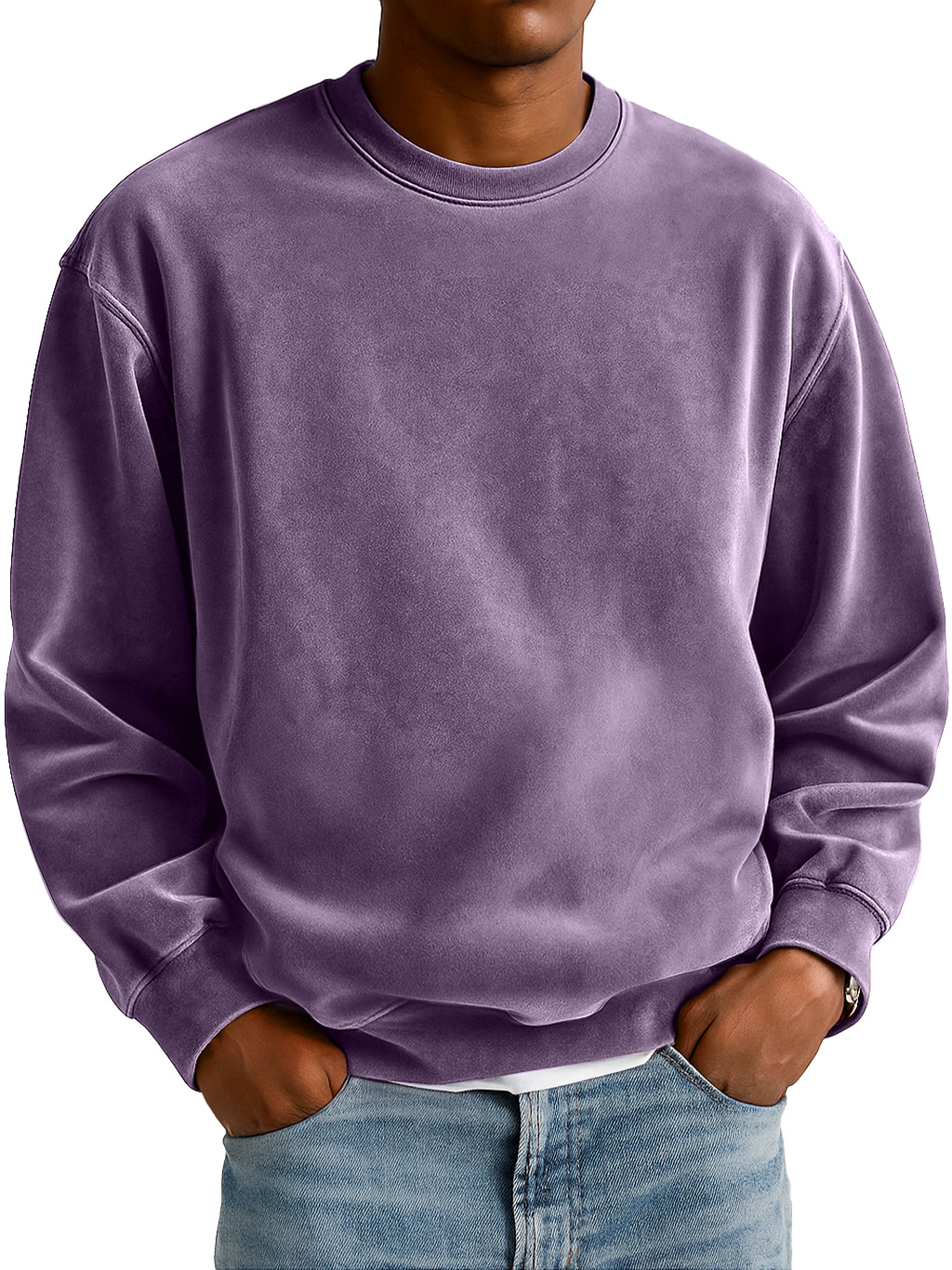 Herren Alltag Wildleder Rundhals Freizeit Komfort Sweatshirt-deurabatt