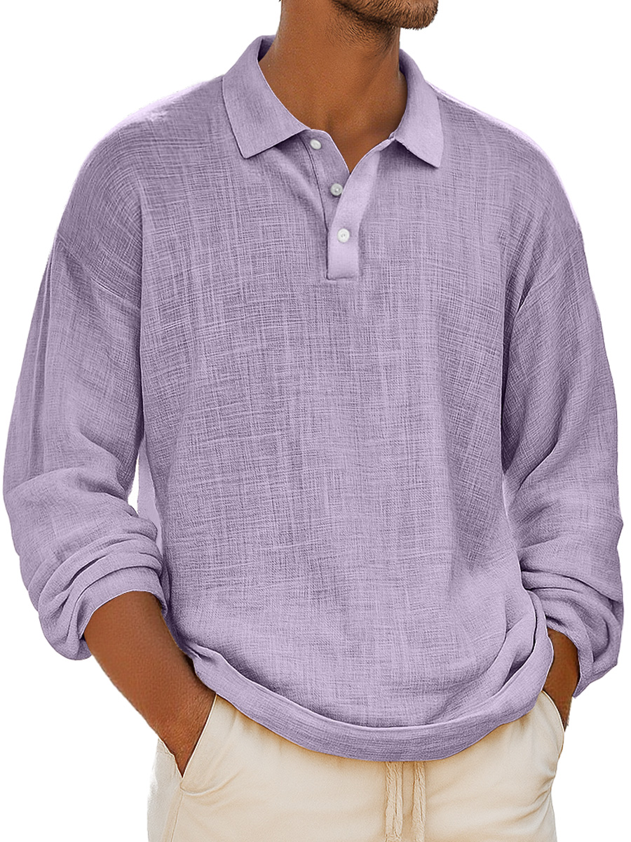 Herren Retro Alltag Kragen Knopf-Down Freizeit Bequem Langarm Polo-Shirt-deurabatt