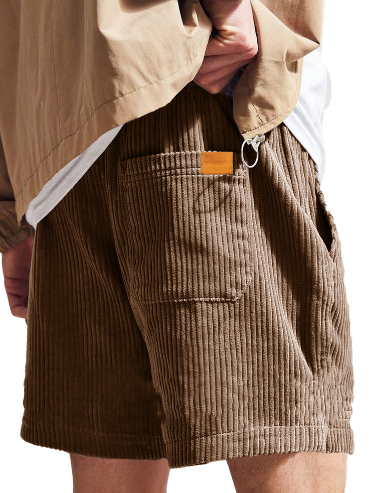 Herrenmode Freizeit Corduroy Logo Bestickte Shorts-ZierMode