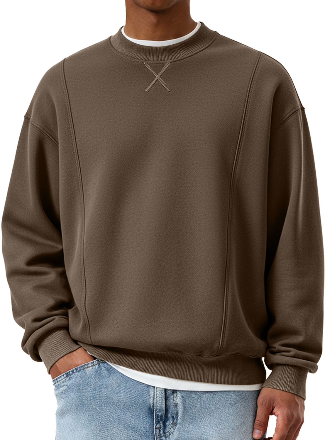 Herren modischer Rundhals-Patchwork-Design lässiger Sweatshirt-deurabatt