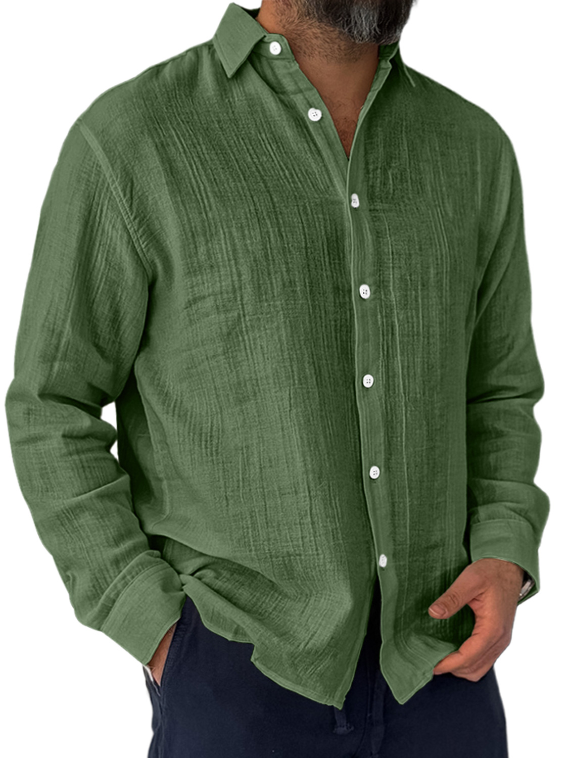 Herren Alltags Falten Freizeit Bequeme Langarmshirt-deurabatt
